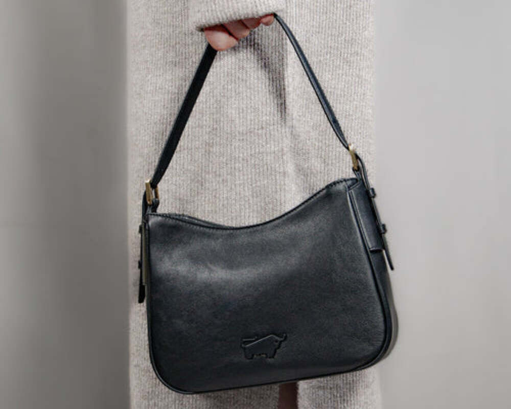 Schwarze Damen-Handtasche aus leder